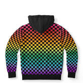 Bright Rainbow Pride Black Contrast Checkered Pullover Hoodie Fashion Hoodie - AOP PRIDE MODE